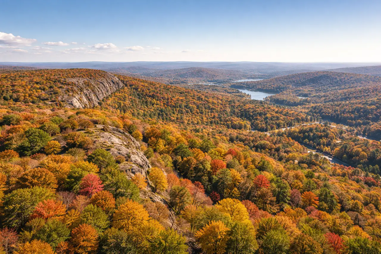 New Jersey mountain overlook with fall colors